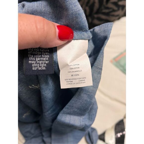 J. Crew Chambray Beaded Tie Shoulder Tank Top sz 12 EUC - Picture 7 of 7